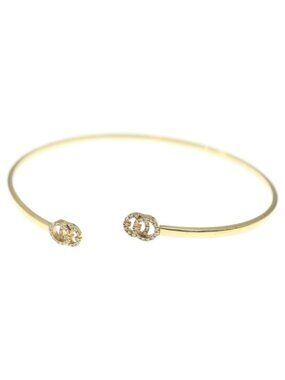 Gucci Double GG Running Diamond Bracelet Bangle Gold